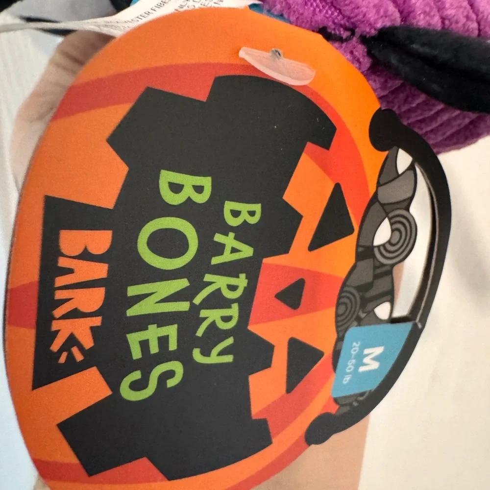 BARK Barry Bones Skeleton Halloween Dog Plush Squeaky Crinkle Toy NWT Medium